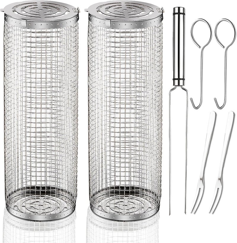 AUCMA Rolling Grilling Baskets for Outdoor BBq Barbecue Women Men Gifts Ideas for Grandpa Dad Father Day Husband Brother Uncle Godfather Boss Him Wife Thank You Appreciation Retirement Who Like to Grill - Image 1